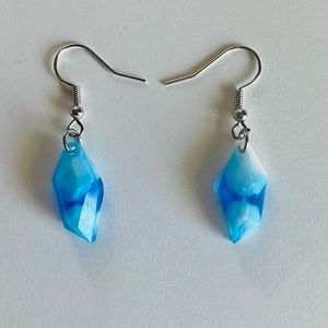 White abs blue diamond resin earrings OPTION 4